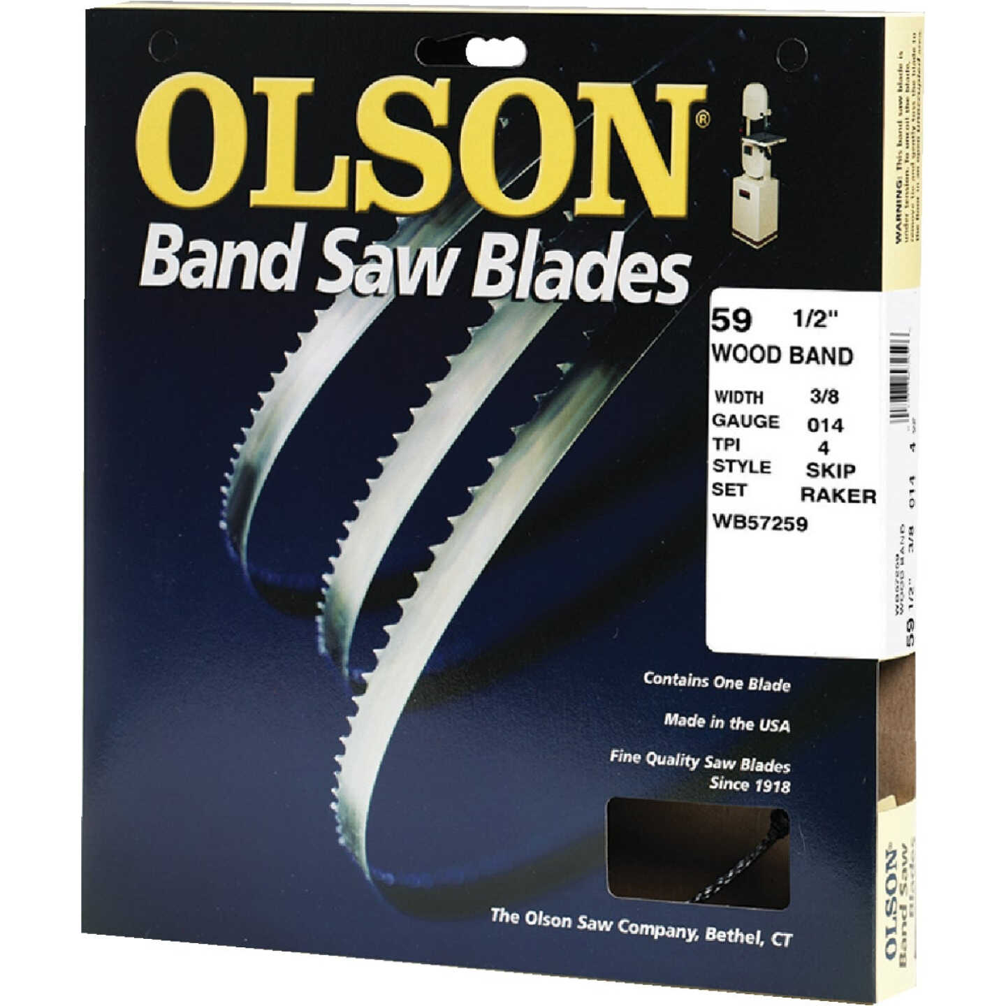 Olson 59-1/2 In. x 3/8 In. 4 TPI Skip Wood Cutting Band Saw Blade Image 1